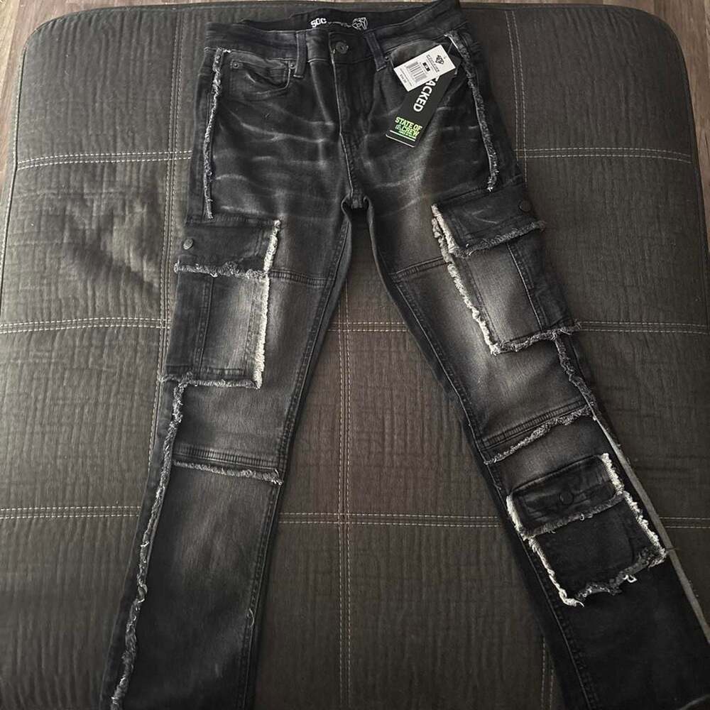 State of Crew Black Stacked Cargo Jeans